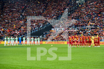 2023-03-12 - minute of silence in memory of the victims of the shipwreck of Cutro during the Italian Football Championship League A 2022/2023 match between AS Roma vs US Sassuolo at the Olimpic Stadium in Rome  on 12 March 2023. - AS ROMA VS US SASSUOLO - ITALIAN SERIE A - SOCCER