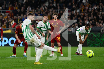 2023-03-12 - Domenico Berardi (US Sassuolo) goal 1-3 during the Italian Football Championship League A 2022/2023 match between AS Roma vs US Sassuolo at the Olimpic Stadium in Rome  on 12 March 2023. - AS ROMA VS US SASSUOLO - ITALIAN SERIE A - SOCCER