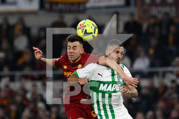 2023-03-12 - Stephan El Shaarawy (AS Roma)  Jeremy Toljan (US Sassuolo) during the Italian Football Championship League A 2022/2023 match between AS Roma vs US Sassuolo at the Olimpic Stadium in Rome  on 12 March 2023. - AS ROMA VS US SASSUOLO - ITALIAN SERIE A - SOCCER
