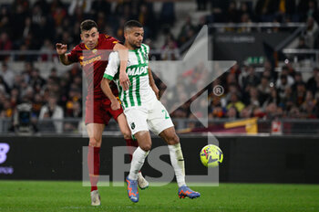 2023-03-12 - Stephan El Shaarawy (AS Roma) Jeremy Toljan (US Sassuolo) during the Italian Football Championship League A 2022/2023 match between AS Roma vs US Sassuolo at the Olimpic Stadium in Rome  on 12 March 2023. - AS ROMA VS US SASSUOLO - ITALIAN SERIE A - SOCCER