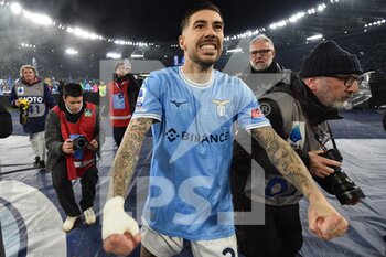 2023-03-19 - 
ROME, ITALY - March 19 :  Mattia Zaccagni SS Lazio Celebrate  after  winning the Italian Serie A soccer match between  
SS Lazio and  AS Roma at Stadio Olimpico on  March 19,2023  in Rome Italy   - SS LAZIO VS AS ROMA - ITALIAN SERIE A - SOCCER