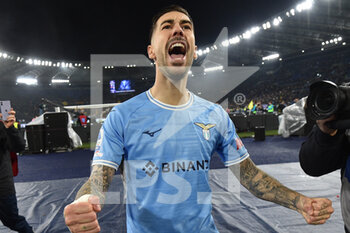 2023-03-19 - 
ROME, ITALY - March 19 :  Mattia Zaccagni SS Lazio Celebrate  after  winning the Italian Serie A soccer match between  
SS Lazio and  AS Roma at Stadio Olimpico on  March 19,2023  in Rome Italy   - SS LAZIO VS AS ROMA - ITALIAN SERIE A - SOCCER