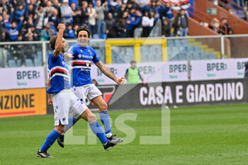 2023-03-19 - Manolo Gabbiadini and Tommaso Augello (Sampdoria) celebrates after scoring a goal 1 - 0 - UC SAMPDORIA VS HELLAS VERONA - ITALIAN SERIE A - SOCCER