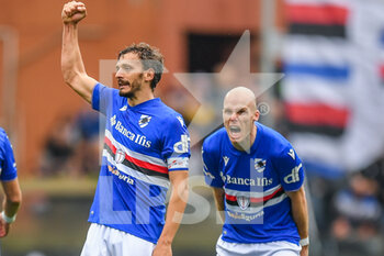 2023-03-19 - Manolo Gabbiadini and Bram Johan André Nuytinck (Sampdoria) celebrates after scoring a goal 2 - 0 - UC SAMPDORIA VS HELLAS VERONA - ITALIAN SERIE A - SOCCER