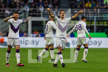 2023-04-01 - Giacomo Bonaventura of ACF Fiorentina celebrates after scoring a goal during Serie A 2022/23 football match between FC Internazionale and ACF Fiorentina at Giuseppe Meazza Stadium, Milan, Italy on April 01, 2023 - INTER - FC INTERNAZIONALE VS ACF FIORENTINA - ITALIAN SERIE A - SOCCER