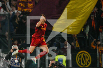 2023-04-02 - Stephan El Shaarawy (AS Roma)  celebrates after scoring the goal 3-0 during the Italian Football Championship League A 2022/2023 match between AS Roma vs UC Sampdoria at the Olimpic Stadium in Rome  on 02 Apri 2023. - AS ROMA VS UC SAMPDORIA - ITALIAN SERIE A - SOCCER