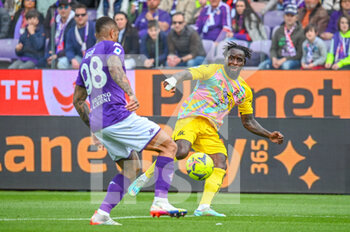 2023-04-08 - Spezia's M'Bala Nzola hampered by Fiorentina's Igor - ACF FIORENTINA VS SPEZIA CALCIO - ITALIAN SERIE A - SOCCER