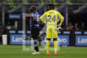 2023-04-15 - Romelu Lukaku of FC Internazionale and Andre Onana of FC Internazionale react at the end of the match during Serie A 2022/23 football match between FC Internazionale and AC Monza at Giuseppe Meazza Stadium, Milan, Italy on April 15, 2023 - INTER - FC INTERNAZIONALE VS AC MONZA - ITALIAN SERIE A - SOCCER
