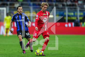 2023-04-15 - Nicolo Rovella of AC Monza in action during Serie A 2022/23 football match between FC Internazionale and AC Monza at Giuseppe Meazza Stadium, Milan, Italy on April 15, 2023 - INTER - FC INTERNAZIONALE VS AC MONZA - ITALIAN SERIE A - SOCCER