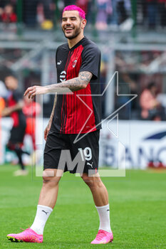 2023-04-23 - Theo Hernandez of AC Milan smiling during Serie A 2022/23 football match between AC Milan and US Lecce at San Siro Stadium, Milan, Italy on April 23, 2023 - AC MILAN VS US LECCE - ITALIAN SERIE A - SOCCER