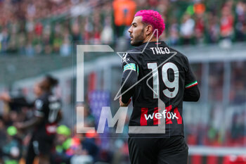 2023-04-23 - Theo Hernandez of AC Milan new look hair during Serie A 2022/23 football match between AC Milan and US Lecce at San Siro Stadium, Milan, Italy on April 23, 2023 - AC MILAN VS US LECCE - ITALIAN SERIE A - SOCCER
