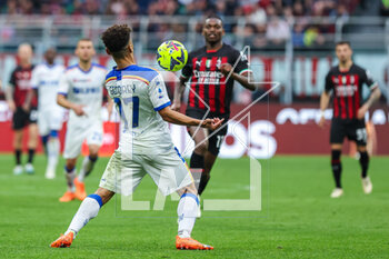 2023-04-23 - Valentin Gendrey of US Lecce in action during Serie A 2022/23 football match between AC Milan and US Lecce at San Siro Stadium, Milan, Italy on April 23, 2023 - AC MILAN VS US LECCE - ITALIAN SERIE A - SOCCER