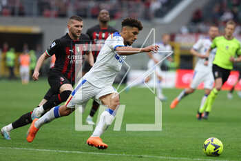2023-04-23 - Valentin Gendrey of US Lecce in action during Serie A 2022/23 football match between AC Milan and US Lecce at San Siro Stadium, Milan, Italy on April 23, 2023 - AC MILAN VS US LECCE - ITALIAN SERIE A - SOCCER