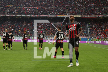 2023-04-23 - Rafael Leao of AC Milan celebrates after scoring a goal during Serie A 2022/23 football match between AC Milan and US Lecce at San Siro Stadium, Milan, Italy on April 23, 2023 - AC MILAN VS US LECCE - ITALIAN SERIE A - SOCCER