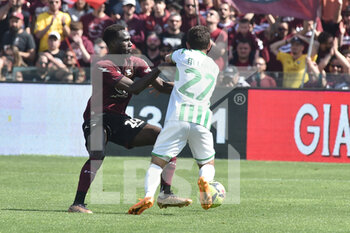 2023-04-22 - Boulaye Dia of US Salernitana  competes for the ball with Maxime Lopez of  US Sassuolo Calcio  during the Serie A match between 
US Salernitana 1919 vs US Sassuolo Calcio  at Arechi  Stadium  - US SALERNITANA VS US SASSUOLO - ITALIAN SERIE A - SOCCER