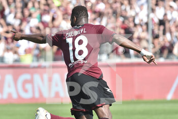 2023-04-22 - Lassana Coulibaly of US Salernitana  rejoices after scoring a goal of 3-0 during the Serie A match between 
US Salernitana 1919 vs US Sassuolo Calcio  at Arechi  Stadium  - US SALERNITANA VS US SASSUOLO - ITALIAN SERIE A - SOCCER
