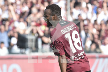 2023-04-22 - Lassana Coulibaly of US Salernitana  rejoices after scoring a goal of 3-0 during the Serie A match between 
US Salernitana 1919 vs US Sassuolo Calcio  at Arechi  Stadium  - US SALERNITANA VS US SASSUOLO - ITALIAN SERIE A - SOCCER