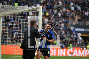 2023-04-30 - Robin Gosens of Inter Fc after a goal during the Italian Serie A football match between Inter FC Internazionale SS Lazio on 30 of Avril 2023 at Giuseppe Meazza San Siro Siro stadium in Milan, Italy. Photo Tiziano Ballabio - INTER - FC INTERNAZIONALE VS SS LAZIO - ITALIAN SERIE A - SOCCER