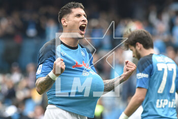 2023-04-30 - Mathias Olivera of SSC Napoli celebrates after scoring goal during the Serie A match between SSC Napoli vs US Salernitana 1919 at Diego Armando Maradano Stadium - SSC NAPOLI VS US SALERNITANA - ITALIAN SERIE A - SOCCER