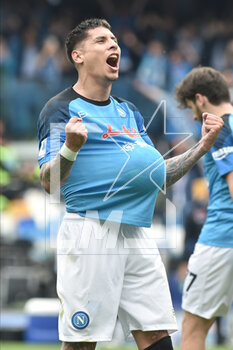 2023-04-30 - Mathias Olivera of SSC Napoli celebrates after scoring goal during the Serie A match between SSC Napoli vs US Salernitana 1919 at Diego Armando Maradano Stadium - SSC NAPOLI VS US SALERNITANA - ITALIAN SERIE A - SOCCER