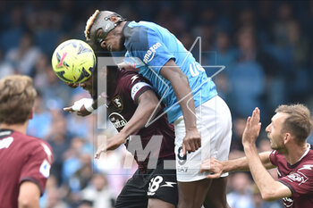 2023-04-30 - Victor Osimhen of SSC Napoli competes for the ball with Lassana Coulibaly of US Salernitana during the Serie A match between SSC Napoli vs US Salernitana 1919 at Diego Armando Maradano Stadium - SSC NAPOLI VS US SALERNITANA - ITALIAN SERIE A - SOCCER