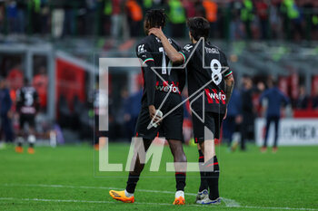 2023-05-03 - Rafael Leao of AC Milan and Sandro Tonali of AC Milan at the end of the match during Serie A 2022/23 football match between AC Milan and US Cremonese at San Siro Stadium, Milan, Italy on May 03, 2023 - AC MILAN VS US CREMONESE - ITALIAN SERIE A - SOCCER