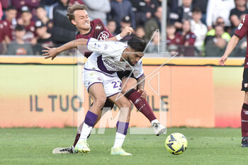 2023-05-03 - Emil Bohinen of US Salernitana competes for the ball with Nicolas Gonzalez of ACF Fiorentina during the Serie A match between US Salernitana 1919 ACF Fiorentina at Arechi Stadium - US SALERNITANA VS ACF FIORENTINA - ITALIAN SERIE A - SOCCER