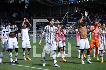 2023-05-07 - Juventus FC players celebrate - ATALANTA BC VS JUVENTUS FC - ITALIAN SERIE A - SOCCER