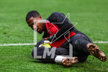 2023-05-06 - Mike Maignan of AC Milan warms up during Serie A 2022/23 football match between AC Milan and SS Lazio at San Siro Stadium, Milan, Italy on May 06, 2023 - AC MILAN VS SS LAZIO - ITALIAN SERIE A - SOCCER