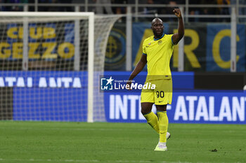 2023-05-13 - Romelu Lukaku of FC Internazionale celebrates after scoring a goal during Serie A 2022/23 football match between FC Internazionale and US Sassuolo at Giuseppe Meazza Stadium, Milan, Italy on May 13, 2023 - INTER - FC INTERNAZIONALE VS US SASSUOLO - ITALIAN SERIE A - SOCCER