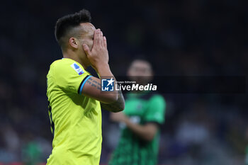 2023-05-13 - Lautaro Martinez of FC Internazionale reacts during Serie A 2022/23 football match between FC Internazionale and US Sassuolo at Giuseppe Meazza Stadium, Milan, Italy on May 13, 2023 - INTER - FC INTERNAZIONALE VS US SASSUOLO - ITALIAN SERIE A - SOCCER