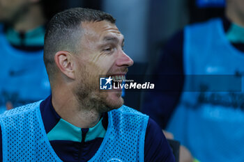 2023-05-13 - Edin Dzeko of FC Internazionale smiling during Serie A 2022/23 football match between FC Internazionale and US Sassuolo at Giuseppe Meazza Stadium, Milan, Italy on May 13, 2023 - INTER - FC INTERNAZIONALE VS US SASSUOLO - ITALIAN SERIE A - SOCCER