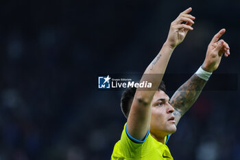 2023-05-13 - Lautaro Martinez of FC Internazionale celebrates after scoring a goal during Serie A 2022/23 football match between FC Internazionale and US Sassuolo at Giuseppe Meazza Stadium, Milan, Italy on May 13, 2023 - INTER - FC INTERNAZIONALE VS US SASSUOLO - ITALIAN SERIE A - SOCCER