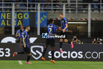 2023-05-27 - Nicolo Barella of FC Internazionale celebrates after scoring a goal during Serie A 2022/23 football match between FC Internazionale and Atalanta BC at Giuseppe Meazza Stadium, Milan, Italy on May 27, 2023 - INTER - FC INTERNAZIONALE VS ATALANTA BC - ITALIAN SERIE A - SOCCER
