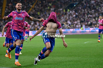 2023-06-04 - Juventus’s Federico Chiesa celebrates after scoring a goal 0-1 - UDINESE CALCIO VS JUVENTUS FC - ITALIAN SERIE A - SOCCER