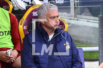 2023-04-29 - Jose Mourinho of A.S. Roma during the 32th day of the Serie A Championship between A.S. Roma vs A.C. Milan on April 29, 2023 at the Stadio Olimpico in Rome, Italy. - AS ROMA VS AC MILAN - ITALIAN SERIE A - SOCCER