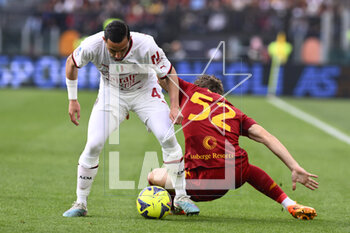 2023-04-29 - Ismael Bennacer of A.C. Milan and Edoardo Bove of A.S. Roma during the 32th day of the Serie A Championship between A.S. Roma vs A.C. Milan on April 29, 2023 at the Stadio Olimpico in Rome, Italy. - AS ROMA VS AC MILAN - ITALIAN SERIE A - SOCCER