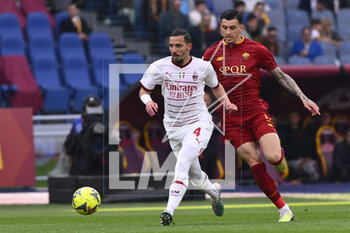 2023-04-29 - Ismael Bennacer of A.C. Milan and Roger Ibanez of A.S. Roma during the 32th day of the Serie A Championship between A.S. Roma vs A.C. Milan on April 29, 2023 at the Stadio Olimpico in Rome, Italy. - AS ROMA VS AC MILAN - ITALIAN SERIE A - SOCCER