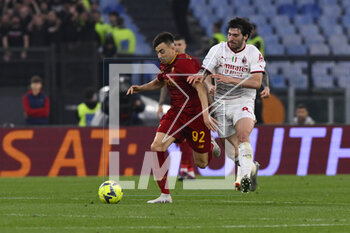 2023-04-29 - Stephan El Shaarawy of A.S. Roma and Sandro Tonali of A.C. Milan during the 32th day of the Serie A Championship between A.S. Roma vs A.C. Milan on April 29, 2023 at the Stadio Olimpico in Rome, Italy. - AS ROMA VS AC MILAN - ITALIAN SERIE A - SOCCER