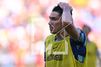 2023-05-06 - Alessandro Bastoni of F.C. Inter during the 34th day of the Serie A Championship between A.S. Roma vs F.C. Inter on May 6, 2023 at the Stadio Olimpico in Rome, Italy. - AS ROMA VS INTER - FC INTERNAZIONALE - ITALIAN SERIE A - SOCCER
