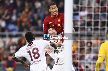2023-05-22 - Chris Smalling of A.S. Roma and Lorenzo Pirola of U.S. Salernitana 1919 during the 36th day of the Serie A Championship between A.S. Roma vs U.S. Salernitana 1919 on May 22, 2023 at the Stadio Olimpico in Rome, Italy. - AS ROMA VS US SALERNITANA - ITALIAN SERIE A - SOCCER