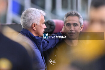 2023-05-22 - Jose’ Mourinho of A.S. Roma and Paulo Sousa of U.S. Salernitana 1919 during the 36th day of the Serie A Championship between A.S. Roma vs U.S. Salernitana 1919 on May 22, 2023 at the Stadio Olimpico in Rome, Italy. - AS ROMA VS US SALERNITANA - ITALIAN SERIE A - SOCCER