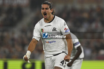 2023-06-04 - Dimitris Nikolaou of A.C. Spezia celebrates after scoring 0-1 during the 38th day of the Serie A Championship between A.S. Roma vs A.C. Spezia on June 4, 2023 at the Stadio Olimpico in Rome, Italy. - AS ROMA VS SPEZIA CALCIO - ITALIAN SERIE A - SOCCER