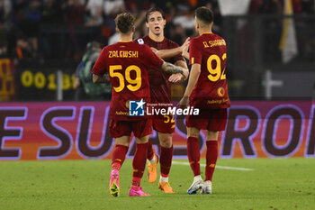2023-06-04 - Nicola Zalewski of A.S. Roma celebrates after scoring 1-1 during the 38th day of the Serie A Championship between A.S. Roma vs A.C. Spezia on June 4, 2023 at the Stadio Olimpico in Rome, Italy. - AS ROMA VS SPEZIA CALCIO - ITALIAN SERIE A - SOCCER