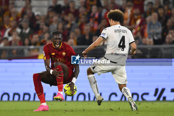 2023-06-04 - Tammy Abraham of A.S. Roma and Ethan Ampadu of A.C. Spezia during the 38th day of the Serie A Championship between A.S. Roma vs A.C. Spezia on June 4, 2023 at the Stadio Olimpico in Rome, Italy. - AS ROMA VS SPEZIA CALCIO - ITALIAN SERIE A - SOCCER