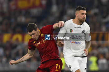 2023-06-04 - Andrea Belotti of A.S. Roma and Przemyslaw Wisniewski of A.C. Spezia during the 38th day of the Serie A Championship between A.S. Roma vs A.C. Spezia on June 4, 2023 at the Stadio Olimpico in Rome, Italy. - AS ROMA VS SPEZIA CALCIO - ITALIAN SERIE A - SOCCER