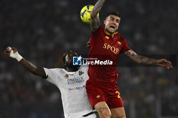 2023-06-04 - M'Bala Nzola of A.C. Spezia and Gianluca Mancini of A.S. Roma during the 38th day of the Serie A Championship between A.S. Roma vs A.C. Spezia on June 4, 2023 at the Stadio Olimpico in Rome, Italy. - AS ROMA VS SPEZIA CALCIO - ITALIAN SERIE A - SOCCER