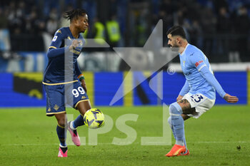 2023-01-29 - Christian Kouame' of ACF Fiorentina and Elseid Hysaj of S.S. LAZIO during the 20th day of the Serie A Championship between S.S. Lazio vs ACF Fiorentina on January 29 2023 at the Stadio Olimpico in Rome, Italy. - SS LAZIO VS ACF FIORENTINA - ITALIAN SERIE A - SOCCER