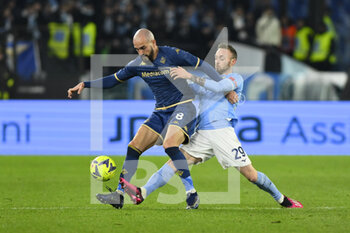 2023-01-29 - Riccardo Saponara of ACF Fiorentina and Manuel Lazzari of S.S. LAZIO during the 20th day of the Serie A Championship between S.S. Lazio vs ACF Fiorentina on January 29 2023 at the Stadio Olimpico in Rome, Italy. - SS LAZIO VS ACF FIORENTINA - ITALIAN SERIE A - SOCCER