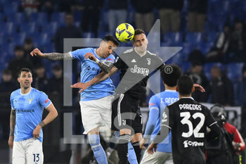 2023-04-08 - Matias Vecino of S.S. LAZIO and Dušan Vlahović of Juventus F.C. during the 29th day of the Serie A Championship between S.S. Lazio vs Juventus F.C. on April 8, 2023 at the Stadio Olimpico in Rome, Italy. - SS LAZIO VS JUVENTUS FC - ITALIAN SERIE A - SOCCER